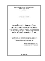 Nghiên cứu ảnh hưởng của nacl đến sinh trưởng và hàm lượng prolin ở mầm một số giống đậu cô ve 