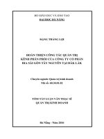 Hoàn thiện công tác quản trị kênh phân phối của công ty cổ phần bia sài gòn tây nguyên tại đăk lăk