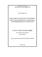 Luận văn thạc sỹ NN: Đánh giá hiệu quả sử dụng đất nông nghiệp và đề xuất mô hình sản xuất theo hướng nông nghiệp sinh thái ở thành phố thái nguyên