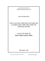 Nâng cao chất lượng đào tạo nghề cho lao động nông thôn Thị xã Phổ Yên, tỉnh Thái Nguyên (LV thạc sĩ))