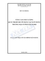 Nâng cao chất lượng quản trị rủi ro tín dụng tại Ngân hàng Thương mại cổ phần Quân Đội