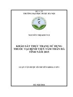 khảo sát thực trạng sử dụng thuốc tại bệnh viện tâm thần hà tĩnh năm 2015 