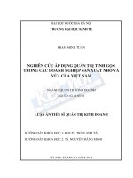 Nghiên cứu áp dụng quản trị tinh gọn trong các doanh nghiệp sản xuất nhỏ và vừa của Việt Nam