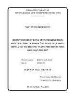 Hoàn thiện hoạt động quản trị kênh phân phối của công ty TNHH công nghệ thực phẩm châu á tại thị trường thành phố hồ chí minh giai đoạn 2015 2017 