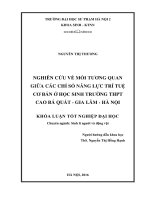 Nghiên cứu về mối tương quan giữa các chỉ số năng lực trí tuệ cơ bản ở học sinh trường THPT cao bá quát   gia lâm   hà nội 