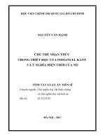 Chủ thể nhận thức trong triết học của immanuel kant và ý nghĩa hiện thời của nó (tt) 