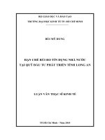 Hạn chế rủi ro tín dụng nhà nước tại quỹ đầu tư phát triển tỉnh long an 