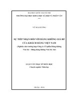 Sự tiếp nhận đối với hàng không giá rẻ của khách hàng việt nam (nghiên cứu trường hợp công ty cổ phần hàng không viet jet – hãng hàng không viet jet air) 