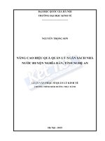 Nâng cao hiệu quả quản lý Ngân sách Nhà nước huyện Nghĩa Đàn, tỉnh Nghệ An