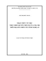 Nhận thức về việc thực hiện quyền trẻ em của cha mẹ trên địa bàn miền núi tỉnh nghệ an 