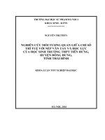 Nghiên cứu mối tương quan giữa một số chỉ số trí tuệ với nếp vân tay và học lực của học sinh trường THPT tiên hưng, huyện đông hưng, tỉnh thái bình 