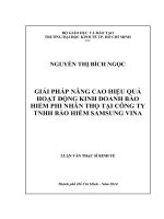 Giải pháp nâng cao hiệu quả hoạt động kinh doanh bảo hiểm phi nhân thọ tại công ty TNHH bảo hiểm samsung vina 