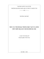 Nhu cầu thành đạt trong học tập của sinh viên trên địa bàn thành phố hà nội 