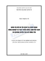 Quản trị rủi ro tín dụng tại Ngân hàng Nông nghiệp và Phát triển Nông thôn Việt Nam – Chi nhánh huyện Phù Cừ, Hưng Yên