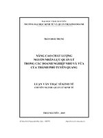 Nâng cao chất lượng nguồn nhân lực quản lý trong các doanh nghiệp nhỏ và vừa của thành phố Tuyên Quang (LV thạc sĩ))