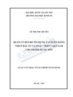 Quản lý rủi ro tín dụng tại Ngân Hàng Đầu tư và Phát triển Việt Nam - chi nhánh Hưng Yên