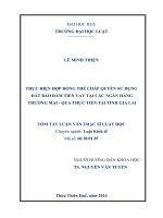 THỰC HIỆN HỢP ĐỒNG THẾ CHẤP QUYỀN SỬ DỤNG ĐẤT BẢO ĐẢM TIỀN VAY TẠI CÁC NGÂN HÀNG THƯƠNG MẠI - QUA THỰC TIỂN TẠI TỈNH GIA LAI