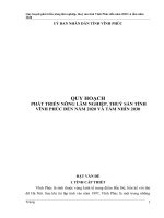 Quy hoạch phát triển nông lâm nghiệp, thuỷ sản tỉnh Vĩnh Phúc đến năm 2020 và tầm nhìn 2030