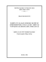 Nghiên cứu đa dạng sinh học bộ phù du (ephemeroptera) ở đai cao 600 – 1600m tại vườn quốc gia hoàng liên, tỉnh lào cai 