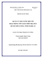 Quản lý nhà nước đối với hoạt động tôn giáo trên địa bàn huyện Đô Lương, tỉnh Nghệ An (LV thạc sĩ)