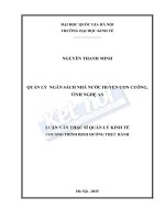 Quản lý ngân sách nhà nước huyện Con Cuông, tỉnh Nghệ An