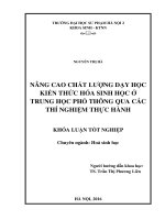 Nâng cao chất lượng dạy học kiến thức hóa sinh học ở chương trình THPT