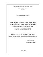 Xây dựng chuyên đề dạy học chương IV, sinh học 11 theo định hướng phát triển năng lực học sinh 