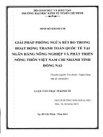Giải pháp phòng ngừa rủi ro trong hoạt động thanh toán quốc tế tại ngân hàng nông nghiệp và phát triển nông thôn việt nam chi nhánh tỉnh đồng nai 