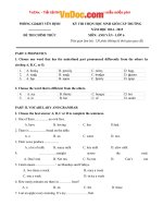  Đề thi chọn học sinh giỏi môn tiếng anh 6 Yên ĐỊnh, Thanh Hoá năm 2014 2015