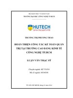 Hoàn thiện công tác kế toán quản trị tại trường cao đẳng kinh tế công nghệ TP Hồ Chí Minh
