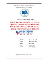 Thực trạng nghiệp vụ thẩm định bất động sản nhằm mục đích vay vốn tại ngân hàng thương mại cổ phần phương nam ở thành phố hồ chí minh 