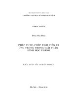 Phép vị tự, phép tịnh tiến và ứng dụng trong giải toán hình học phẳng