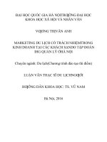 Marketing du lịch có trách nhiệm trong kinh doanh tại các khách sạn do tập đoàn IHG quản lý ở Hà Nội