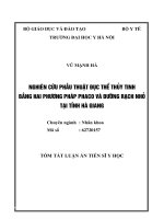 Nghiên cứu phẫu thuật đục thể thủy tinh bằng hai phương pháp phaco và đường rạch nhỏ tại tỉnh Hà Giang