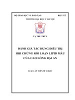 Đánh giá tác dụng điều trị hội chứng rối loạn lipid máu của cao lỏng Đại An