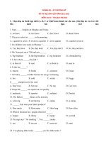 Đề thi chọn học sinh giỏi môn tiếng anh 6 huyện Chương Mỹ năm 2011 2012