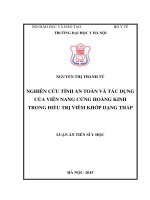 Nghiên cứu tính an toàn và tác dụng của viên nang cứng hoàng kinh trong điều trị viêm khớp dạng thấp