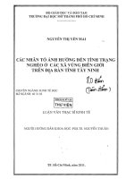 các nhân tố ảnh hưởng đến tình trạng nghèo ở các xã vùng biên giới trên địa bàn tỉnh tây ninh 