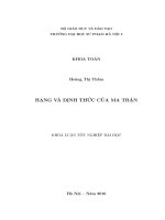 Hạng và định thức của ma trận
