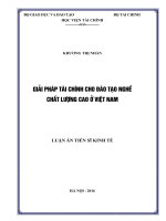 Luận án Kinh tế: Giải pháp tài chính cho đào tạo nghề chất lượng cao ở Việt Nam