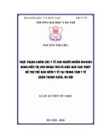 Thực trạng chăm sóc y tế cho người nhiễm HIV AIDS đang điều trị ARV ngoại trú và hiệu quả can thiệp thẻ bảo hiểm y tế tại trung tâm Y tế Quận Thanh Xuân, Hà Nội