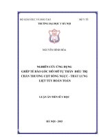 “Nghiên cứu ứng dụng ghép tế bào gốc mô mỡ tự thân điều trị chấn thương cột sống ngực – thắt lưng liệt tủy hoàn toàn