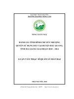 Đánh giá tình hình chuyển nhượng quyền sử dụng đất tại huyện Bắc Quang, tỉnh Hà Giang giai đoạn 2010  2014 (LV thạc sĩ))