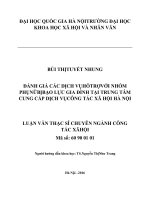 Đánh giá các dịch vụ hỗ trợ với nhóm phụ nữ bị bạo lực gia đình tại Trung tâm cung cấp dịch vụ công tác xã hội thành phố Hà Nội