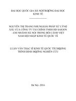 Giải pháp xử lý nợ xấu của Công ty Tài chính TNHH HD Saigon - Chi nhánh Hà Nội trong bối cảnh Việt Nam hội nhập kinh tế quốc tế