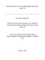 Quản lý thuế đối với khu vực kinh tế ngoài quốc doanh trên địa bàn huyện Quế Võ