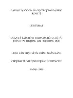 Quản lý tài chính theo cơ chế tự chủ tài chính tại trường Đại học Hồng Đức.