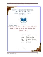 Phân tích mối quan hệ nhân quả giữa tiết kiệm và đầu tư ở việt nam giai đoạn 1986   2009 