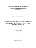 Factors affecting customer satisfaction and behavioral intention in the fast food industry in vietnam 