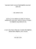 Quản lý tài chính tại Công ty Trách nhiệm hữu hạn Đầu tư xây dựng và Dịch vụ thương mại Minh Xuân